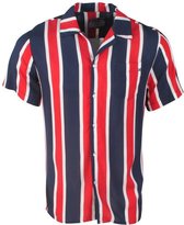 MZ72 - Heren Korte Mouw Overhemd - Chopup - Gestreept - Rood