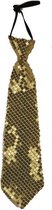 Gouden pailletten stropdas 32 cm - Carnaval/verkleed/feest stropdassen