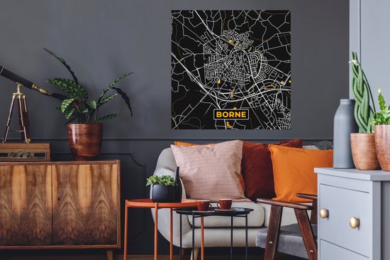 Stickers muraux - Borne - Black and Gold et Or - Plan de la ville - Carte - Plan d'étage - 80x80 cm - Film adhésif
