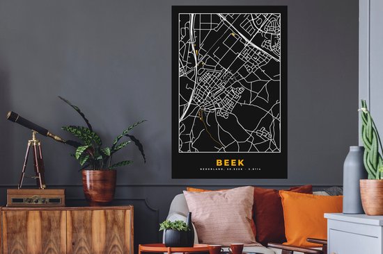 Stickers muraux - Ruisseau - Black and Gold et Or - Plan de la ville - Carte - Plan d'étage - 80x120 cm - Film adhésif