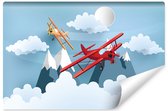 Fotobehang Vliegtuig Tussen De Wolken - Vliesbehang - 450 x 300 cm
