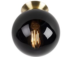 QAZQA pallon – Art Deco Plafondlamp – 1 lichts – Ø 200 mm – Zwart Goud – Woonkamer | Slaapkamer | Keuken
