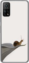 Geschikt voor Xiaomi Mi 10T 5G hoesje - Slak - Lelie - Grijs - Siliconen Telefoonhoesje
