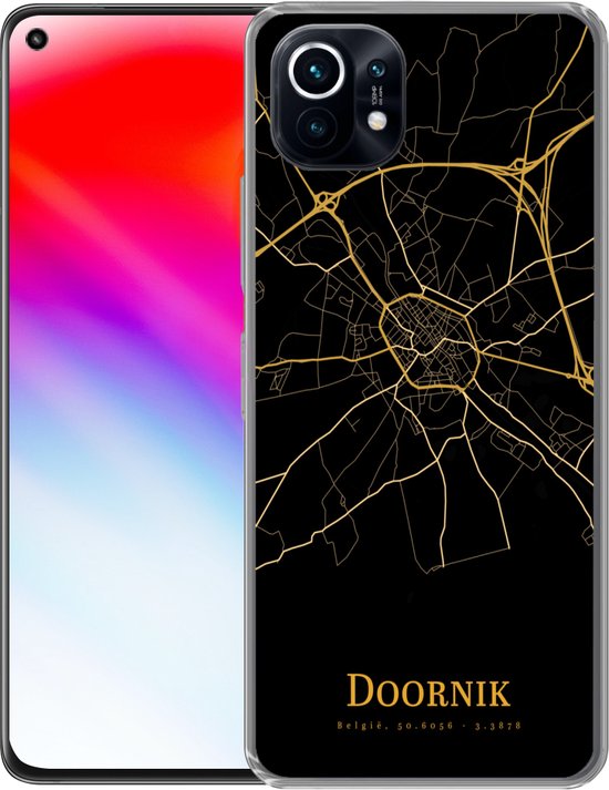 Coque de téléphone adaptée à la coque Xiaomi Mi 11 - Tournai - Carte - Or - Coque de téléphone en Siliconen