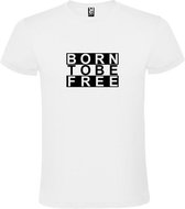 Wit  T shirt met  print van "BORN TO BE FREE " print Zwart size XXL