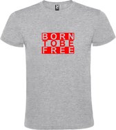 Grijs  T shirt met  print van "BORN TO BE FREE " print Rood size M