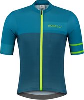 Rogelli Block Fietsshirt - Korte Mouwen - Heren - Blauw, Lime - Maat M