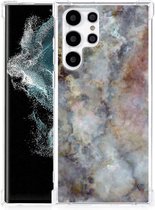 Coque de téléphone Samsung Galaxy S22 Ultra Coque de téléphone avec photo avec bord transparent Marble Grijs