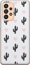 Leuke Telefoonhoesjes - Hoesje geschikt voor Samsung Galaxy A53 - Cactus hartjes - Soft case - TPU - Planten - Zwart