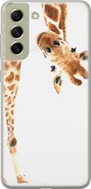 Leuke Telefoonhoesjes - Hoesje geschikt voor Samsung Galaxy S21 FE - Giraffe - Soft case - TPU - Giraffe - Bruin