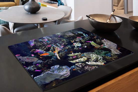 KitchenYeah® Inductie beschermer 80x52 cm - Kleurrijk aquarium - Kookplaataccessoires - Afdekplaat voor kookplaat - Inductiebeschermer - Inductiemat - Inductieplaat mat