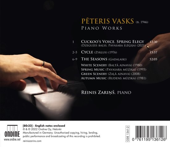 Peteris Vasks: Piano Works