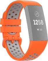 Mobigear Watch bandje geschikt voor Fitbit Charge 4 Bandje Flexibel Siliconen Gespsluiting | Mobigear Active - Oranje / Grijs