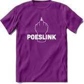 Poeslink! - Katten T-Shirt Kleding Cadeau | Dames - Heren - Unisex | Kat / Dieren shirt | Grappig Verjaardag kado | Tshirt Met Print | - Paars - S