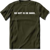 Kattenbaas - Katten T-Shirt Kleding Cadeau | Dames - Heren - Unisex | Kat / Dieren shirt | Grappig Verjaardag kado | Tshirt Met Print | - Leger Groen - XXL