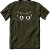 Aandacht! - Katten T-Shirt Kleding Cadeau | Dames - Heren - Unisex | Kat / Dieren shirt | Grappig Verjaardag kado | Tshirt Met Print | - Leger Groen - L