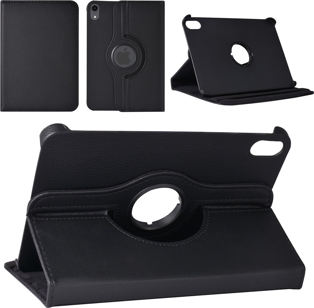 iPad Mini 2021 Book Case Tablethoes - Zwart - 360 graden draaibaar