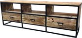 Clayre & Eef Tv meubel 175*40*60 cm Bruin, Zwart Hout, Ijzer Rechthoek Tv kast Boekenkast Opbergkast