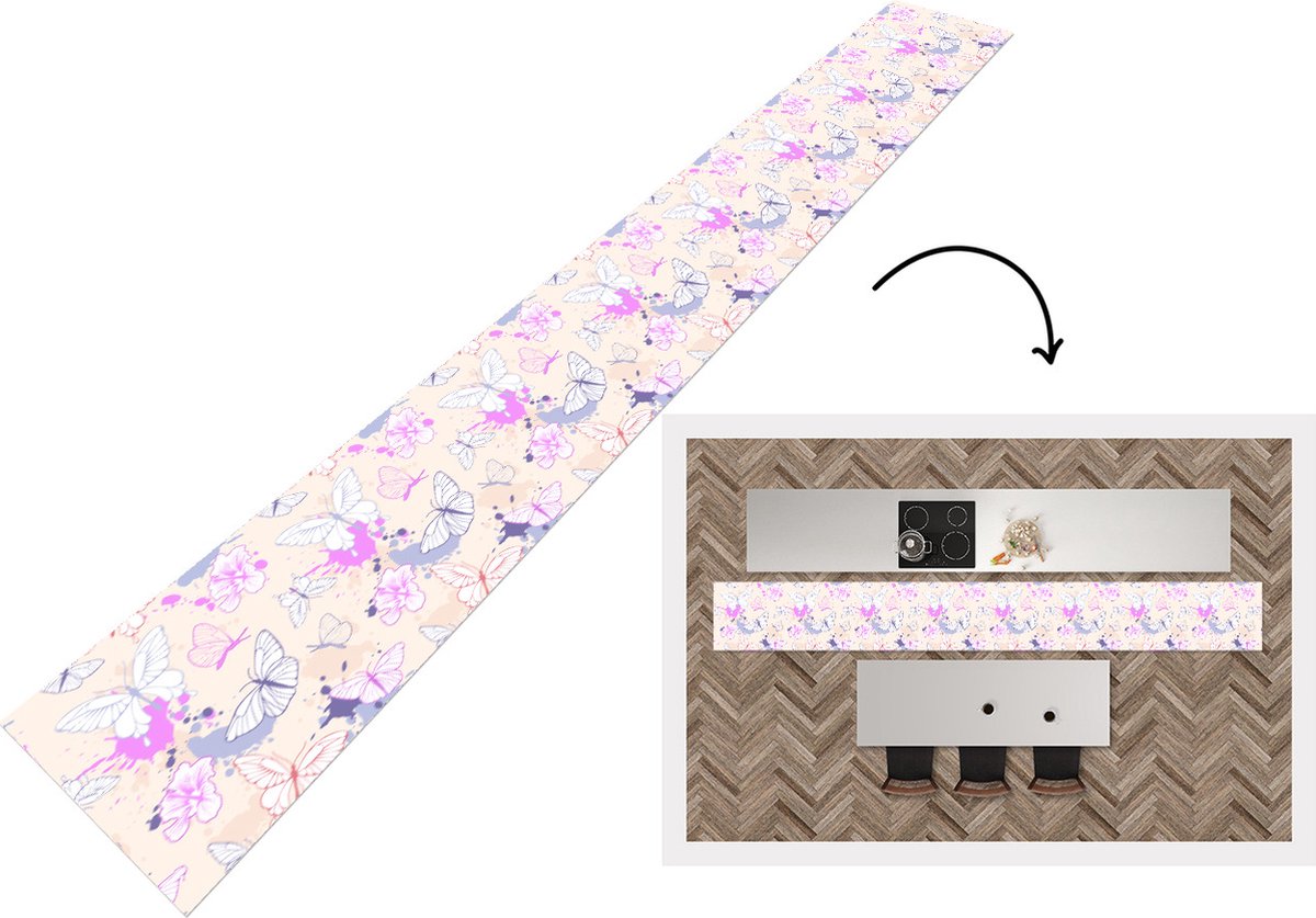 KitchenYeah Keukenloper - Keukenmat - Vlinder - Patronen - Bloemen - Keuken vloerkleed multicolor, foto 2
