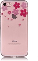 Peachy Flexibele Doorzichtige Bloemen Case iPhone 7 8 SE 2020 SE 2022 - Roze