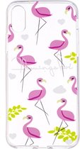 Peachy Doorzichtige roze flamingo iPhone X XS hoesje case cover