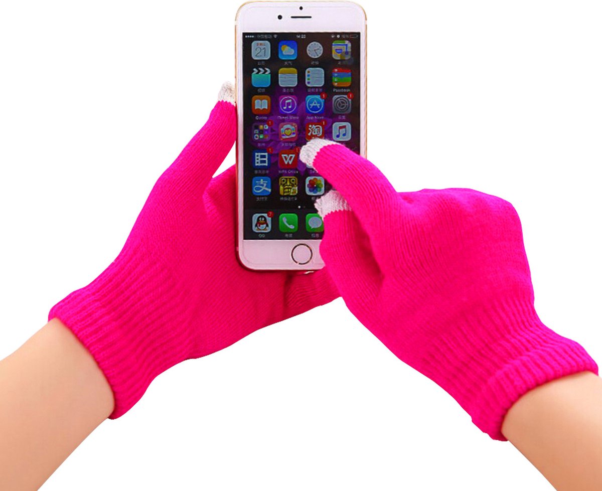 Peachy Winter touchscreen handschoenen felroze wol