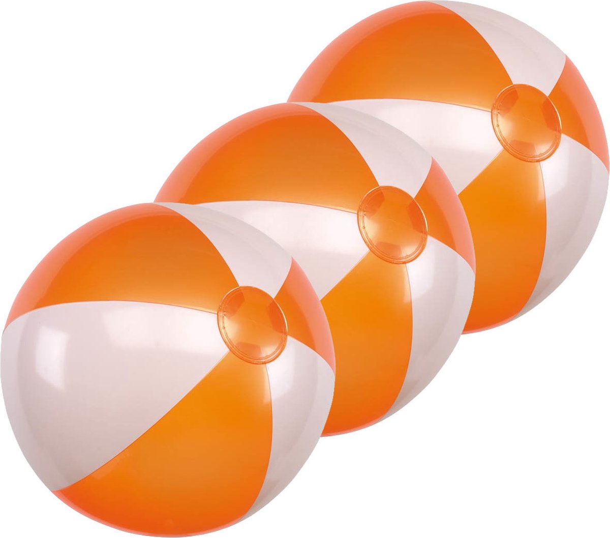 Opblaasbare speelgoed strandbal - 5x - oranje/wit - dia 28 cm - Strandballen - Buiten speelgoed - Strand speelgoed - PVC
