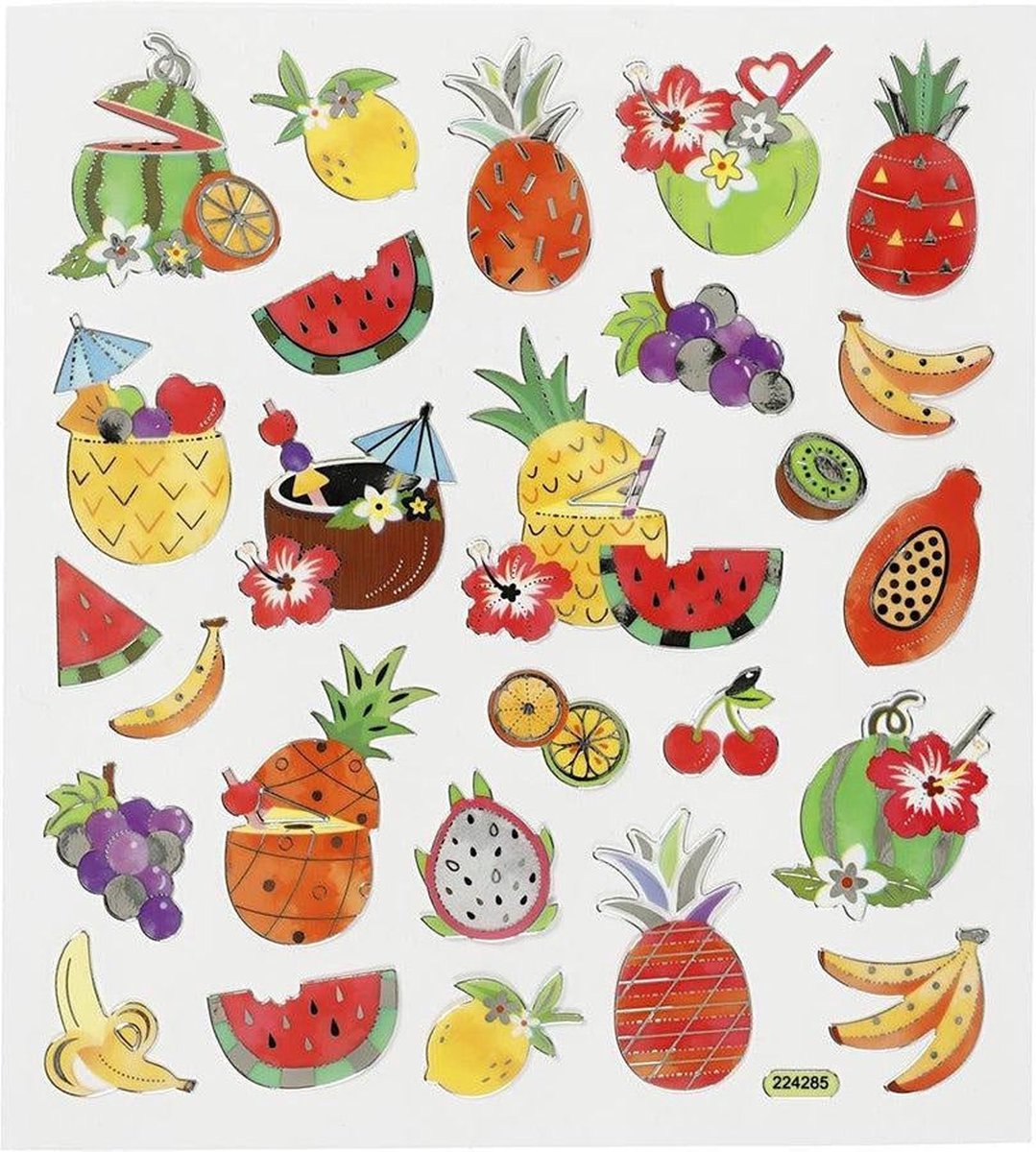 Creotime Stickers vel 15x165 cm circa 26 stuk exotisch fruit 1vel