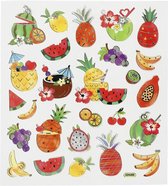 Stickers vel 15x165 cm circa 26 stuk exotisch fruit 1vel