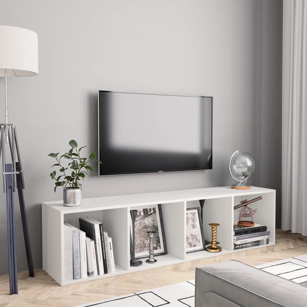 vidaXL Bibliothèque/meuble TV 36 x 30 x 114 cm gris béton (800139) au meilleur prix sur