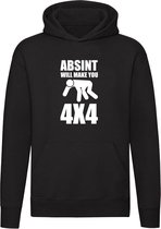 Absint will make you 4x4 | drank | alcohol | sterke drank | Unisex | Trui | Sweater | Hoodie | Capuchon | Zwart