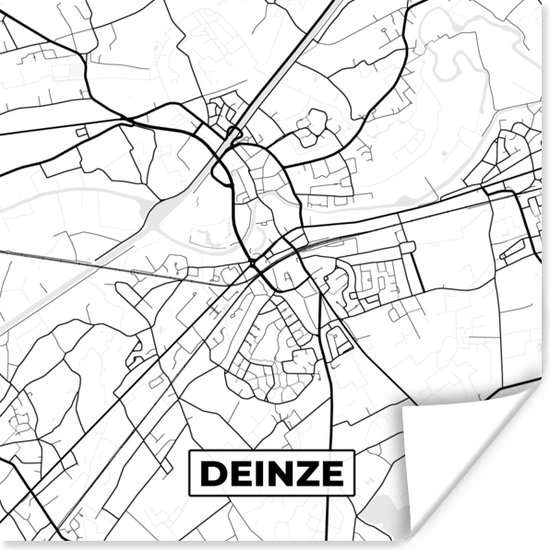 Poster België – Deinze – Stadskaart – Kaart – Zwart Wit – Plattegrond ...
