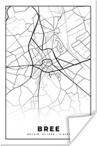 Poster Stadskaart – Plattegrond – België – Zwart Wit – Bree – Kaart - 60x90 cm