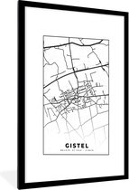 Fotolijst incl. Poster Zwart Wit- Plattegrond – Gistel – Zwart Wit – Stadskaart - België - Kaart - 60x90 cm - Posterlijst