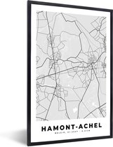 Fotolijst incl. Poster Zwart Wit- België – Hamont Achel – Stadskaart – Kaart – Zwart Wit – Plattegrond - 20x30 cm - Posterlijst