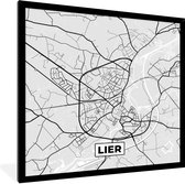 Cadre photo avec affiche Zwart Wit- België - Lierre - Plan de la ville - Carte - Zwart Wit - Plan d'étage - 40x40 cm - Cadre pour affiche