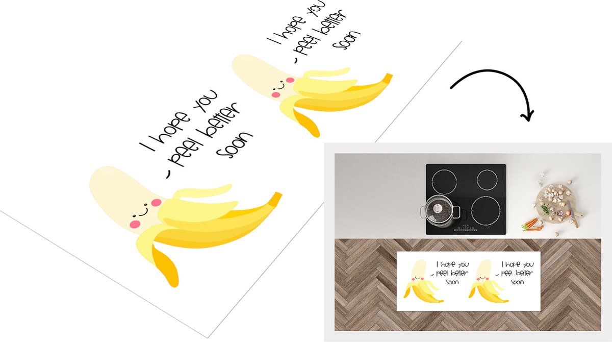 KitchenYeah Keukenloper - Loper keuken - Beterschap - Quote - Banaan - 120x50 cm - Keukenloper vinyl Multicolor