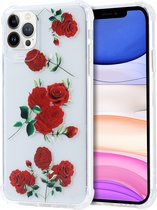 Siliconen Hoesje met bloemenprint Geschikt voor iPhone 12 Pro Max Rozen Transparant
