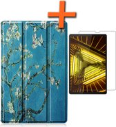 Hoes Geschikt voor Lenovo Tab M10 FHD Plus 2nd Gen Hoes Tri-fold Tablet Hoesje Case Met Screenprotector - Hoesje Geschikt voor Lenovo Tab M10 FHD Plus (2e Gen) Hoesje Hardcover Bookcase - Bloesem