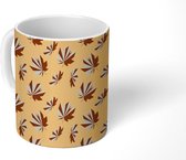 Mok - Koffiemok - Bladeren - Herfst - Geometrie - Patronen - Mokken - 350 ML - Beker - Koffiemokken - Theemok
