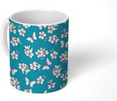 Mok - Koffiemok - Sakura - Vlinders - Patronen - Mokken - 350 ML - Beker - Koffiemokken - Theemok