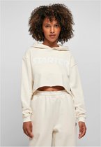 Urban Classics Crop Hoodie -XL- Logo palewhite Wit