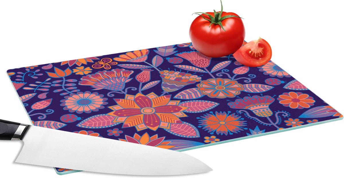 Glazen Snijplank - 28x20 - Vlinder - Bloemen - Patronen - Snijplanken Glas