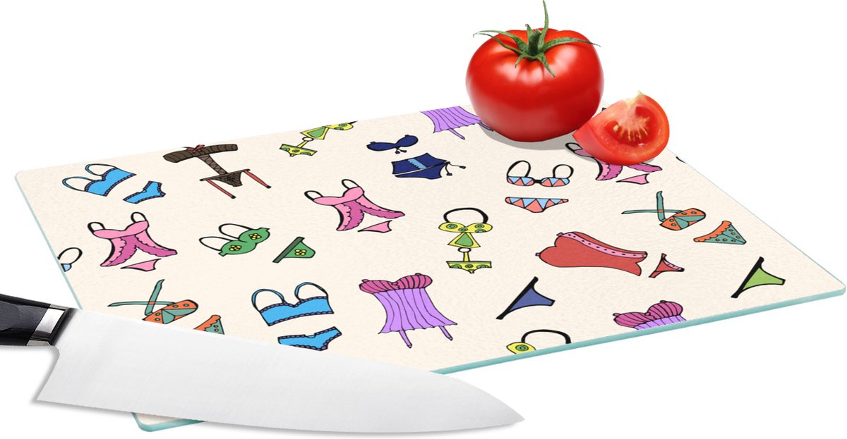Glazen Snijplank - 28x20 - Lingerie - Ondergoed - Patroon - Snijplanken Glas