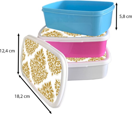 Lunch box Rose - Lunch box - Boîte à pain - Vintage - Fleurs - Or - Motifs - 18x12x6 cm - Enfants - Fille