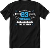 23 Jaar Legend - Feest kado T-Shirt Heren / Dames - Wit / Blauw - Perfect Verjaardag Cadeau Shirt - grappige Spreuken, Zinnen en Teksten. Maat XXL