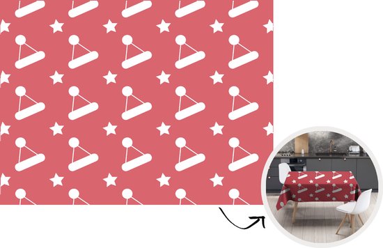 WENYOG Kerst tafelkleed, rood, Nieuwjaar, Kerstmis, keuken, eettafel, feest, theetafelmat, huisdecoratie, wasbaar, stofdicht (5,140 x 280 cm 55 x 110 inch