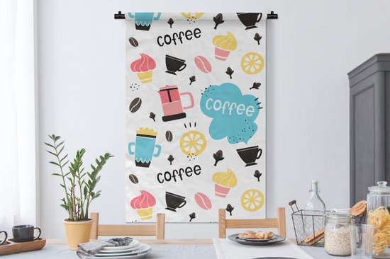 Tapisserie - Tapisserie - Motifs - Grains de café - Café - Glace - 90x135 cm - Tapisserie