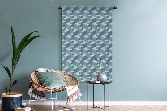 Wandkleed - Wanddoek - Patronen - Kubus - 3D - 90x135 cm - Wandtapijt