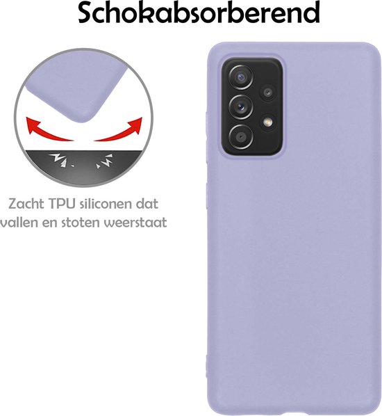 Coque Samsung A33 avec 2x protections d'écran - Coque Samsung Galaxy A33 - Coque Samsung A33 en Siliconen avec 2x protections d'écran - Lilas